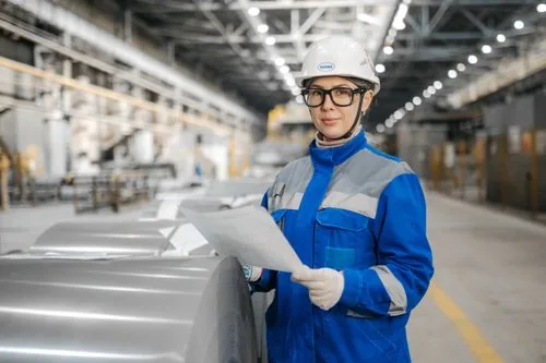 Giám đốc nhà máy tự tin trong xưởng
