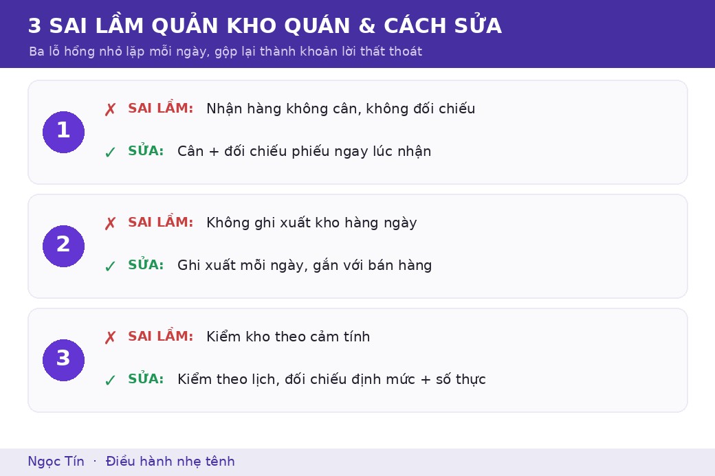Ba sai lầm quen mặt và cách sửa gọn cho từng cái, tất cả đều là thói quen giữ mỗi ngày.