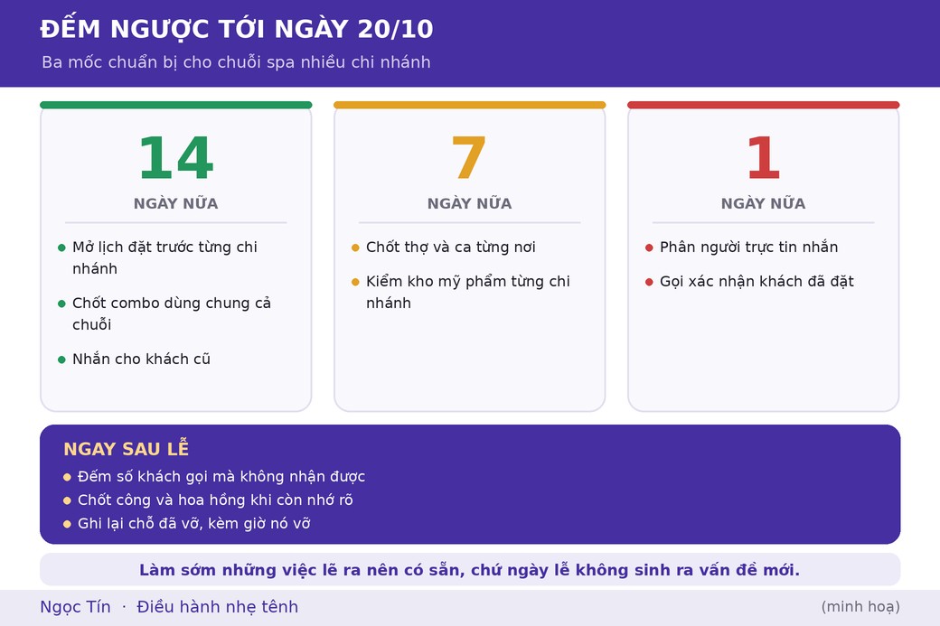 Ba mốc chuẩn bị, và ba việc nên làm ngay sau ngày lễ.